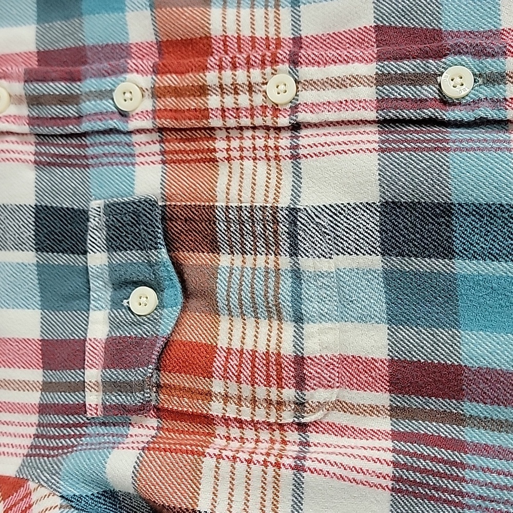 Patagonia Women's White Red Blue Plaid Flannel Button Up Top, 8 - Picture 4 of 9